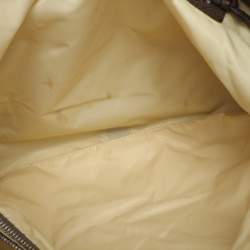 Pre Owned DKNY Grey/Brown Logo Print Nylon and Leather Hobo