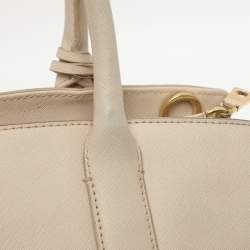 Pre Owned Dkny Heritage Lock Light Beige Signature Canvas and Leather Tote