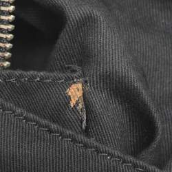 Pre Owned Dkny Black Canvas and Leather Studded Hobo