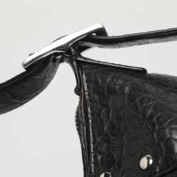 Pre Owned Dkny Black Canvas and Leather Studded Hobo