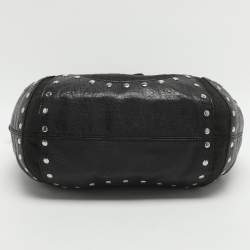 Pre Owned Dkny Black Canvas and Leather Studded Hobo