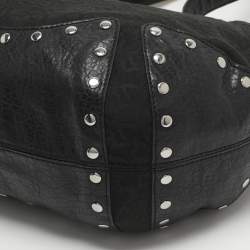 Pre Owned Dkny Black Canvas and Leather Studded Hobo