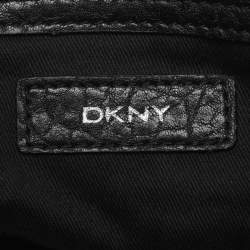 Pre Owned Dkny Black Canvas and Leather Studded Hobo