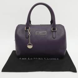 Pre Owned DKNY Purple Saffiano Leather Satchel