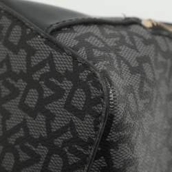 Pre Owned DKNY Black Signature Coated Canvas Chain Satchel