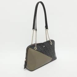 Pre Owned DKNY Black Signature Coated Canvas Chain Satchel