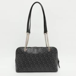 Pre Owned DKNY Black Signature Coated Canvas Chain Satchel