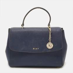 مملوكة مسبقًا DKNY Blue Saffiano Leather Top Handle Bag