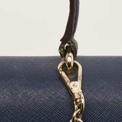 Pre Owned DKNY Blue Saffiano Leather Top Handle Bag