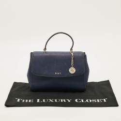 Pre Owned DKNY Blue Saffiano Leather Top Handle Bag