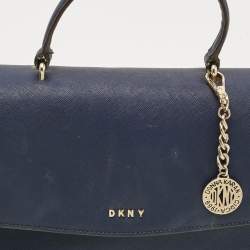 Pre Owned DKNY Blue Saffiano Leather Top Handle Bag