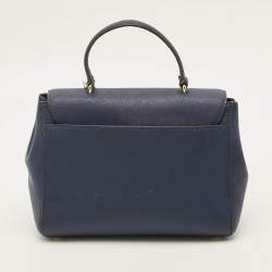 Pre Owned DKNY Blue Saffiano Leather Top Handle Bag