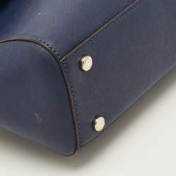Pre Owned DKNY Blue Saffiano Leather Top Handle Bag
