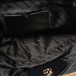 Pre Owned DKNY Brown/Blush Pink Jacquard Canvas and Leather Dome Satchel