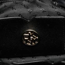 Pre Owned DKNY Brown/Blush Pink Jacquard Canvas and Leather Dome Satchel