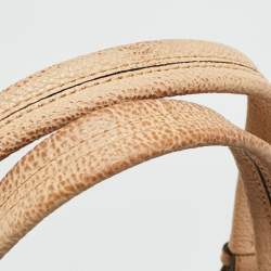 Pre Owned DKNY Brown/Blush Pink Jacquard Canvas and Leather Dome Satchel