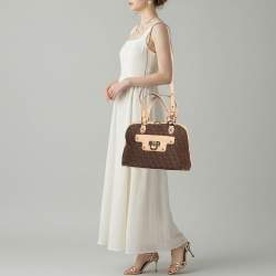 Pre Owned DKNY Brown/Blush Pink Jacquard Canvas and Leather Dome Satchel