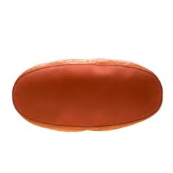 Pre Owned DKNY Orange Croc Embossed Leather Top Zip Tote