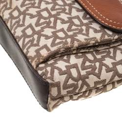 Pre Owned DKNY Beige/Copper Signature Canvas and Leather Shoulder Bag