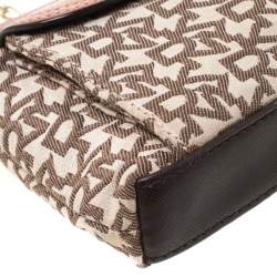 Pre Owned DKNY Beige/Copper Signature Canvas and Leather Shoulder Bag