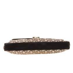 Pre Owned DKNY Beige/Copper Signature Canvas and Leather Shoulder Bag