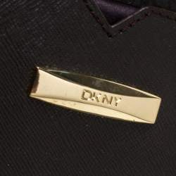 Pre Owned DKNY Brown Signature Fabric and Leather Studded Hobo