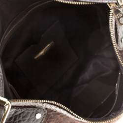 Pre Owned DKNY Brown Signature Fabric and Leather Studded Hobo