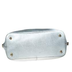 Pre Owned DKNY Silver Leather Zip Tote