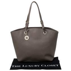 Pre Owned Dkny Dark Beige Leather Tote