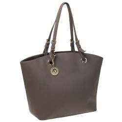 Pre Owned Dkny Dark Beige Leather Tote