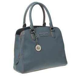 Pre Owned Dkny Ash Blue Leather Satchel