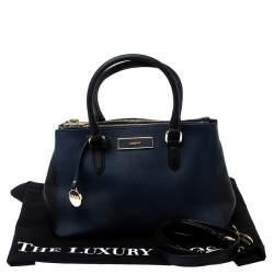 Pre Owned حقيبة يد دي كي أن واي جلد فاخر سوداء/ زرقاء