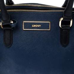 Pre Owned حقيبة يد دي كي أن واي جلد فاخر سوداء/ زرقاء