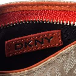 Pre Owned DKNY Orange/Beige Canvas and Leather Chain Purse