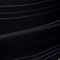 Pre Owned DKNY Beige/Black Canvas and Leather Zip Around Wallet