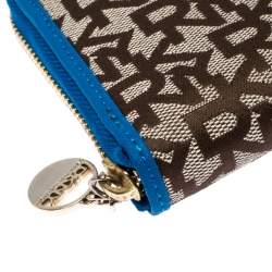 Pre Owned محفظة DKNY كانفاس بيج/أسود بالشعار سحاب محيط