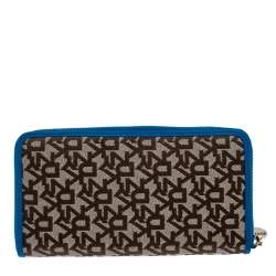 Pre Owned محفظة DKNY كانفاس بيج/أسود بالشعار سحاب محيط