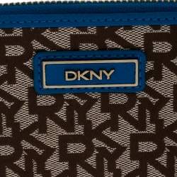 Pre Owned محفظة DKNY كانفاس بيج/أسود بالشعار سحاب محيط
