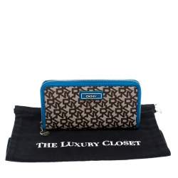 Pre Owned محفظة DKNY كانفاس بيج/أسود بالشعار سحاب محيط