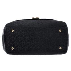 Pre Owned حقيبة DKNY كانفاس وجلد أسود بالشعار بقفل
