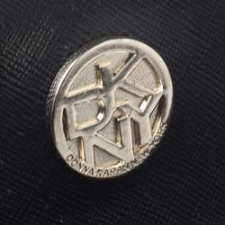 Pre Owned حقيبة DKNY كانفاس وجلد أسود بالشعار بقفل