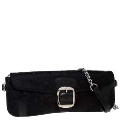 Dkny Black Monogram Canvas Flap Chain Shoulder Bag