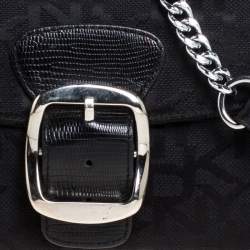 Dkny Black Monogram Canvas Flap Chain Shoulder Bag