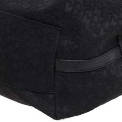 Pre Owned DKNY Black Monogram Fabric Zip Hobo