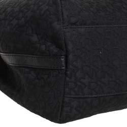 Pre Owned DKNY Black Monogram Fabric Zip Hobo