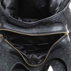Pre Owned DKNY Black Monogram Fabric Zip Hobo