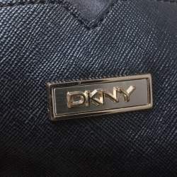 Pre Owned DKNY Black Monogram Fabric Zip Hobo