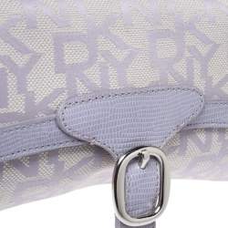 مملوكة مسبقًا Dkny Lilac Signature Fabric and Leather Buckle Flap Shoulder Bag