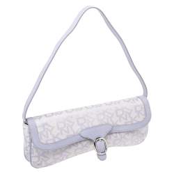مملوكة مسبقًا Dkny Lilac Signature Fabric and Leather Buckle Flap Shoulder Bag