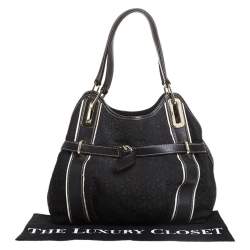 Pre Owned DKNY Black Monogram Fabric and Leather Tote
